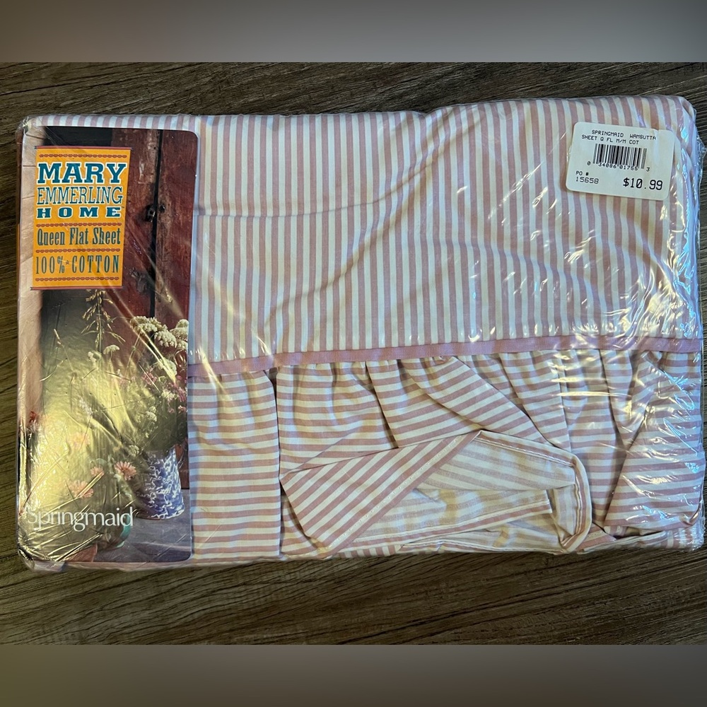 Springmaid‎ Mary Emmerling Retro Cottage Ruffled Queen Flat Sheet Vintage NEW